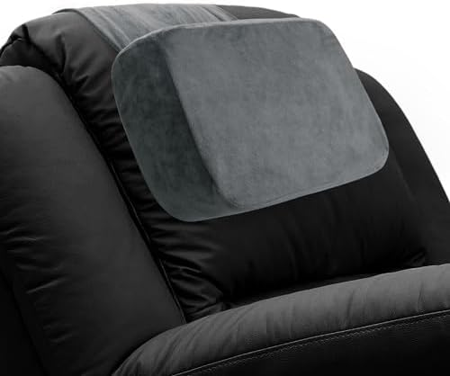 HOMBYS Memory Foam Neck Pillow for Recliner, Adjustable Headrest Cushion with Soft Plush Fabric and Medium Firm Filling, Design for Recliner Sofa Armchair, Machine Washable and Non-Slip (Dark Gray)