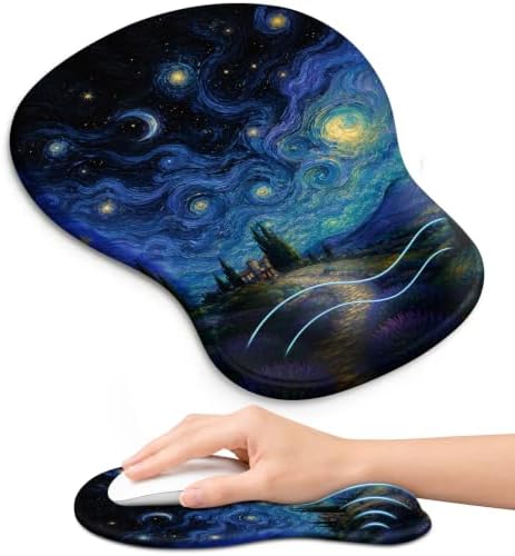 Ergonomic Mouse Pad with Wrist Rest, Gel Wrist Support, Starry