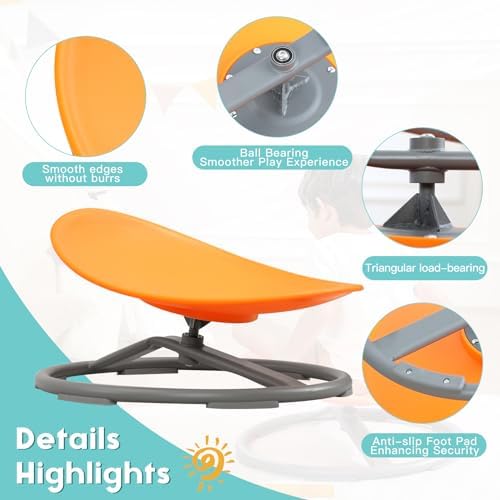 BABAMU Spinning Chair for Autistic Kids, Sensory Swivel Chair, 220LBS Weight Capacity, Autism Sensory Products, Autism Toys, Sensory Toy (Orange, Egg)