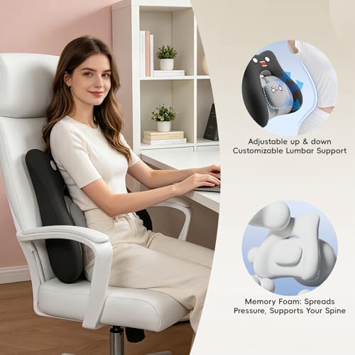 BEBAS Ergonomic Memoery Foam Lumbar Support Pillow for Car & Office, Black