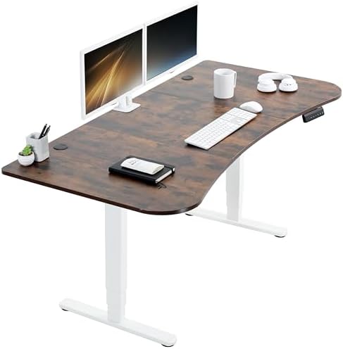 VIVO Rustic Vintage Brown 63 x 32 in Standing Desk, DESK-KIT-2W1N