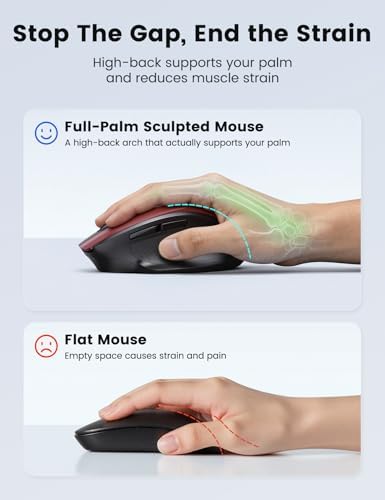 Red Wireless Mouse for Laptop, Quiet Cordless Computer Mice for Office