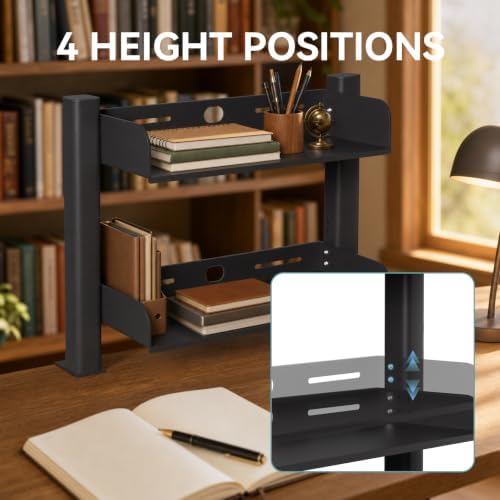 2-Tier Clamp On Desk Shelf, Under Desk Storage Basket, Desktop Organizer