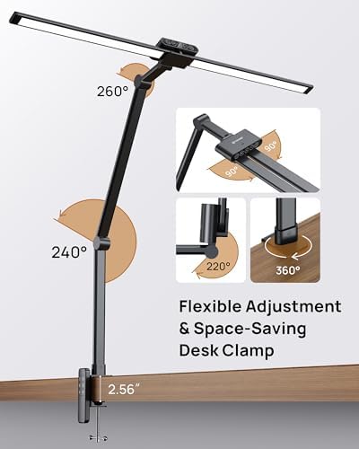 TROND LED Desk Lamp with Clamp, 29.55'' Tall Desk Light with Remote, Black
