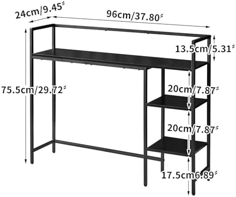 IBUYKE Desk Shelf,Computer Desktop Bookcase,37.8 Inch Multipurpose Wood Desk Hutch Bookshelf for Computer,4 Tier Desk Organizer for Office Home Dormitory,Black TMZ005B