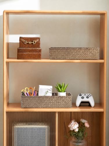 Nonam 3-Section Seagrass Tea Bag Organizer,Wicker divided basket,Coffee