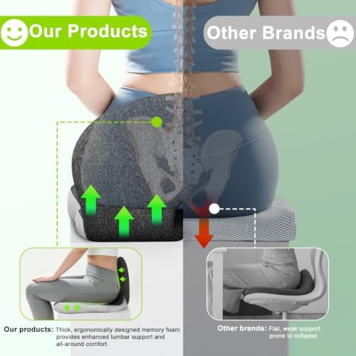 Office Chair Cushion, Ergonomic Seat Cushion with Lumbar Support