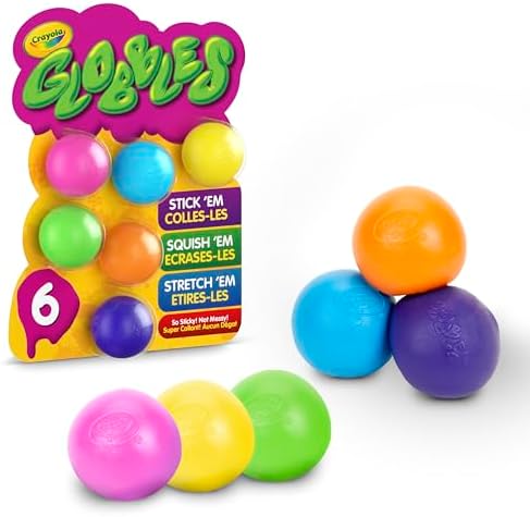 Crayola Globbles Fidget Toy (6ct), Sticky Stress Ball for Adults & Kids, Squishy Balls, Calming Sensory Gifts for Stress Relief