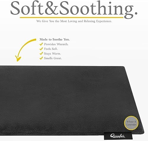 Qomfor - Microwavable Heating Pad - Black - Lavender Scented Heat Pack - Therapeutic Heat Wrap for Neck, Shoulders & Period Cramps Pain Relief - Reusable Hot/Cold Therapy Bag