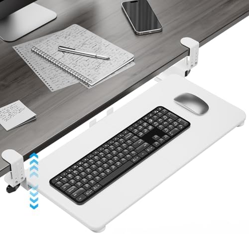 Large Keyboard Tray Under Desk, Pull Out Keyboard & Mouse Tray for Typing