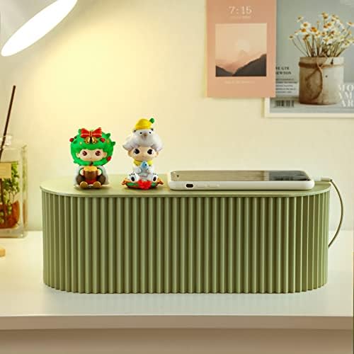 FABROK 2 Pack Cable Management Box, Cord Hider Box, Green, Small+Large