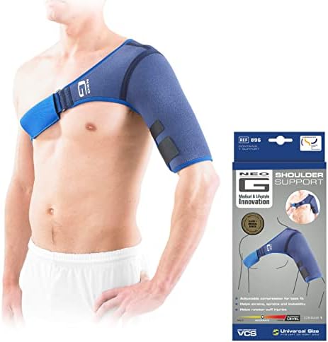 Neo-G Shoulder Brace Support - for Rotator Cuff, Dislocated Shoulders, Joint Pain, Arthritis, Shoulder Injury - Adjustable Compression Strap - Class 1 Medical Device - 1 Size - Blue