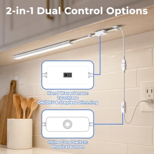 ASOKO 12Inch Hand Wave Activated Under Cabinet Lights-4500K Daylight White
