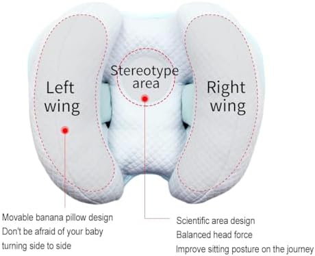 Baby 2 in 1 Travel Cushion, Banana Shape Baby Neck Head Support Travel Pillow Stroller Insert Cushion for Kids, Toddler, Blue