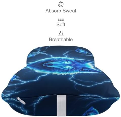 Car Neck Support Pillow Blue Wolf Wild Animals 2 Pcs Adjustable Strap Memory Foam for Car Airplane Home