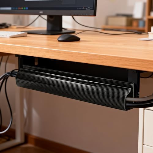 6 Pack Cable Management for Under Desks,94.5in Cord Organizers,J-Shaped Self-Adhesive Cable Organizer, Cable Hider Cord Management,Cable Organizer Accessories for Home & Office (Black)