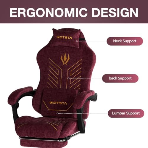 Gaming Chair Fabric with Footrest for Office and Home 300 LBS Purple