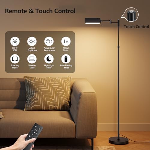 SUNMORY Dimmable LED Pharmacy Floor Lamps, 16W/1500LM Bright Reading Lamp
