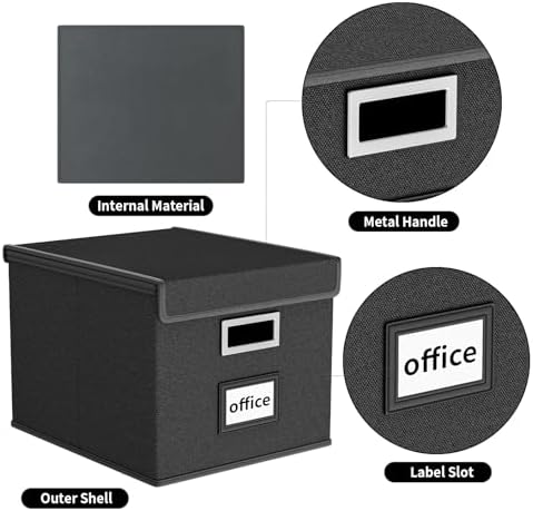 File Organizer Box with Lids, Collapsible File Folder Organizer