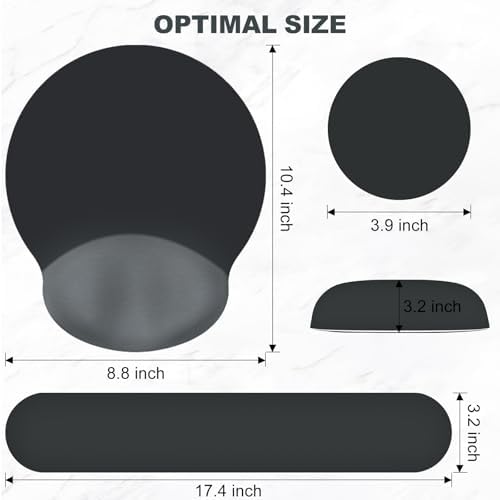 AIMSA Mouse Pad with Wrist Rest Support, Keyboard Wrist Rest Set, Ergonomic Memory Foam Mousepad for Computer Keyboard, Easy Typing and Pain Relief, Black Gray