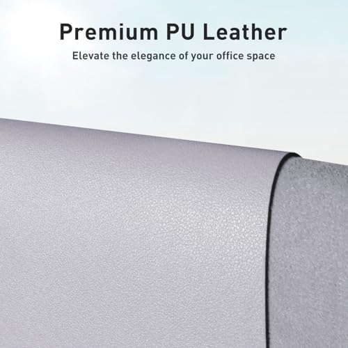 Aothia Faux Leather Desk Mat - Non-Slip PU Leather Desk Blotter, Waterproof Writing Surface, Large Desk Pad for Office & Home (Smoky Lavender, 55" x 17")