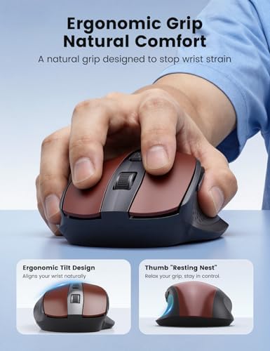 Red Wireless Mouse for Laptop, Quiet Cordless Computer Mice for Office