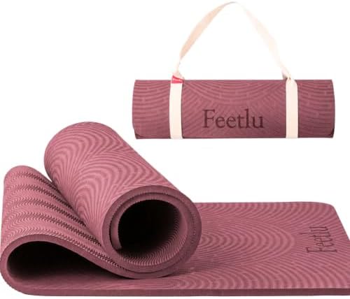 Extra Thick 12mm Exercise Mat, 74" x 26", Non-Slip with a Yoga Strap