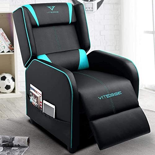 VIT Gaming Recliner Chair Racing Style Single PU Leather Sofa Modern Living Room Recliners Ergonomic Comfortable Home Theater Seating, Teal