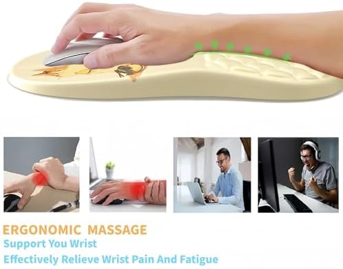 Ergonomic Mouse Pad with Wrist Rest,Soft Memory Foam Massage Design, and Non-Slip PU Base for Pain Relief, Gaming Mouse Pad for Desk, Home, Office