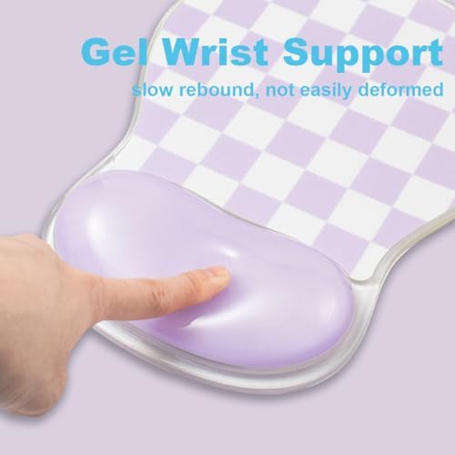 Checkered Cute Mouse Pad with Gel Wrist Rest Support - Ergonomic Mousepad