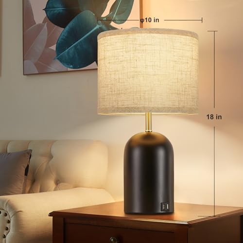 GyroVu Touch Control Table Lamps Set of 2, Black Bedside Lamps for Bedroom