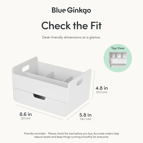 BLUE GINKGO Portable Desk Organizer, White, Made in Korea