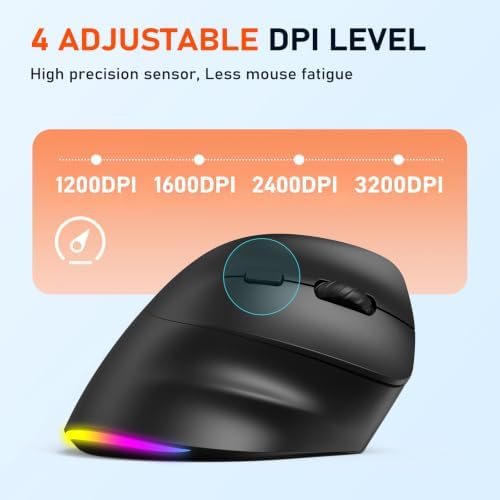 MEETION Ergonomic Wireless Vertical Mouse, Rechargeable, Black