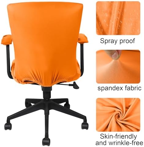 Tallew 4 Pcs Office Chair Covers Set Computer Universal Protective Stretchable Chair Seat Covers Desk Armrest Cover Slipcovers Pads Office Cushion Backrest for Rotating(Regular,Orange)