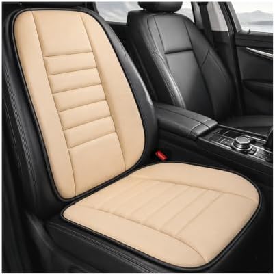 Car Seat Cushion, 1.2" Thick Comfort Memory Foam Auto Seat Pad with Non Slip Bottom, Breathable Driver Seats Pillow Pressure Relief Chair Cushion for Vehicle Office Home (Beige with Backrest)