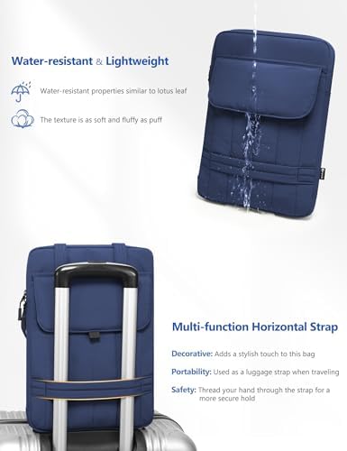 HYZUO 15-16 Inch Puffy Laptop Case Sleeve Padded Handbag, Navy Blue