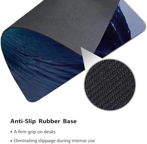9.5x7.9 Inch Office/Gaming Mouse Pad, Powerful Curl Ocean Wave in Turquoise Blue Tropical Seascape, Cute Anti-Slip Mat for Desk Decor