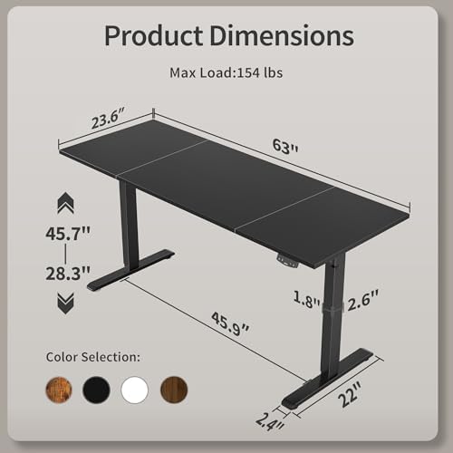 Agilestic 63 * 24 Inch Height Adjustable Electric Standing Desk, Black