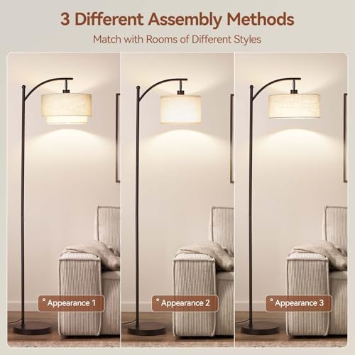 SUNMORY Floor Lamps for Living Room with 12W LED Bulb, Arc Lamp with 3 CCT