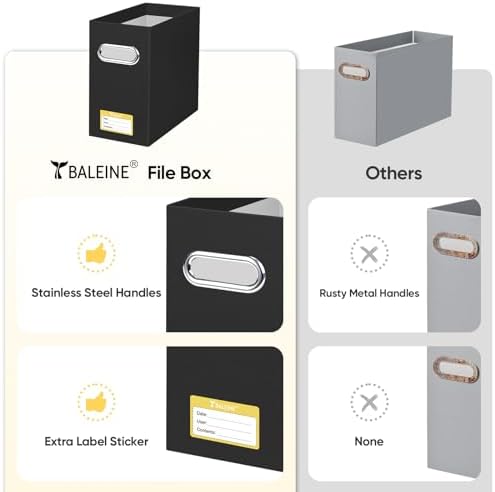 BALEINE 2PK File Organizer Box, Cardboard File Folder Organizer with Handle