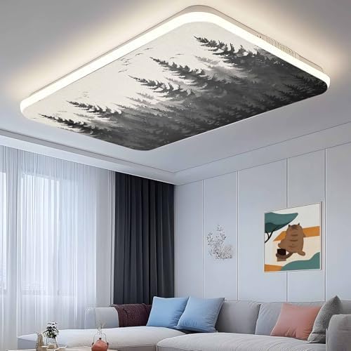 Forest Birds Magnetic Fluorescent Light Covers for Ceiling Lights 2 x 4 Feet,Vintage Pine Tree Animal Landscape Beige Office Classroom Kitchen Drop Ceiling Light Covers Filters Shade Panel 3 Packs