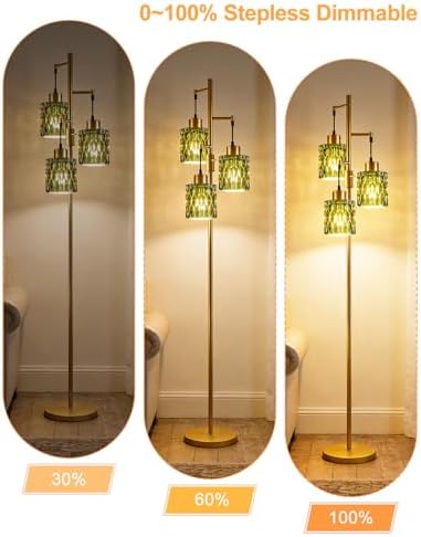Lightdot Green Glass Floor Lamp Farmhouse Mid Century Standing Tall Lamp