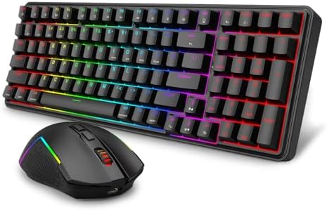 Redragon S162 3-Mode Wilreess Gaming Keyboard & Mouse Combo, 99 Keys K744 RGB GamingKeyboard and 8000 DPI M693 Gaming Mouse Bundle
