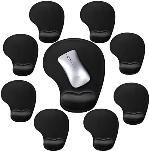 Flutesan 9 Pcs Ergonomic Mouse Pad with Wrist Rest Black Mouse Pads Memory Foam Non-Slip Mousepad Comfortable Computer Mousepad with PU Base for Pain Relief Computer Cafe Home Office Desk Accessories