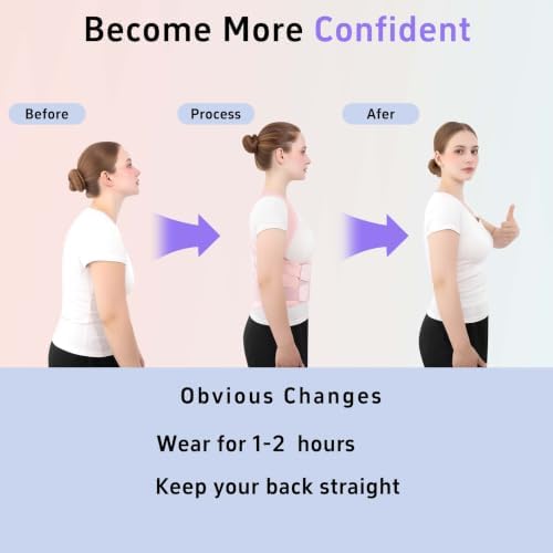 Back Brace Posture Corrector for Women and Men Upgraded Dynamic Traction Correction System Adjustable Shoulder Support Straightener Helps Reduce Upper Lower Back Pain Suitable for Hump Scoliosis Pink X-Large