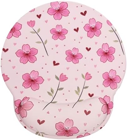 Lily Floral Mouse Pad Wrist Support Wrist Rest, Flower Ergonomic Mouse Pad with Non-Slip Base for Office Gaming Working Computers,Desk Accessories Pain Relief Mouse Mat, Rose Pink