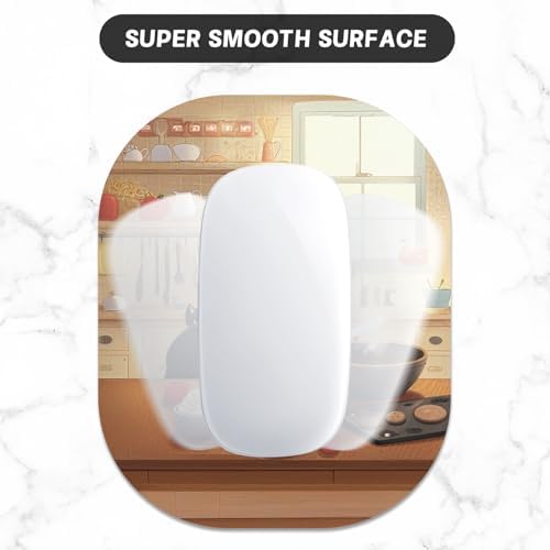 Small Mouse Pad, 6 x 7 Inch, Oval Mini Mouse Pad with Non-Slip Rubber Base for Laptop Wireless Mouse Keyboard Tray Mousepad, Cooking Cat