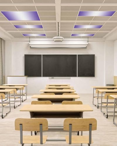 Purple White Minimalist Geometric Ombre Art Magnetic Fluorescent Light Covers for Ceiling Lights 2 x 4 Feet, Office Classroom Kitchen Drop Ceiling Light Covers Lighting Filters Shade Panel 3 Packs