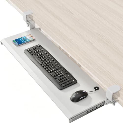 Keyboard Tray Under Desk Pull Out with Extra Sturdy C Clamp Mount System