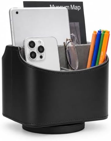 UnionBasic Rotating Desk Organizer, 360 Desk Spinning Caddy, Desktop TV Guide/Mail/Media/Remote Controller Holder Organizer,Black